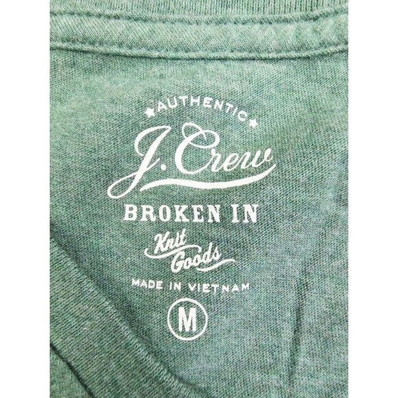 J. Crew Authentic Broken In Sz Medium Green V Neck Knit Goods Cotton Fashion Tee - Picture 5 of 9